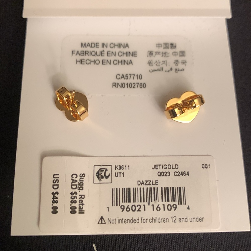 Kate Spade Black and Gold Stud Earrings - Picture 4 of 4